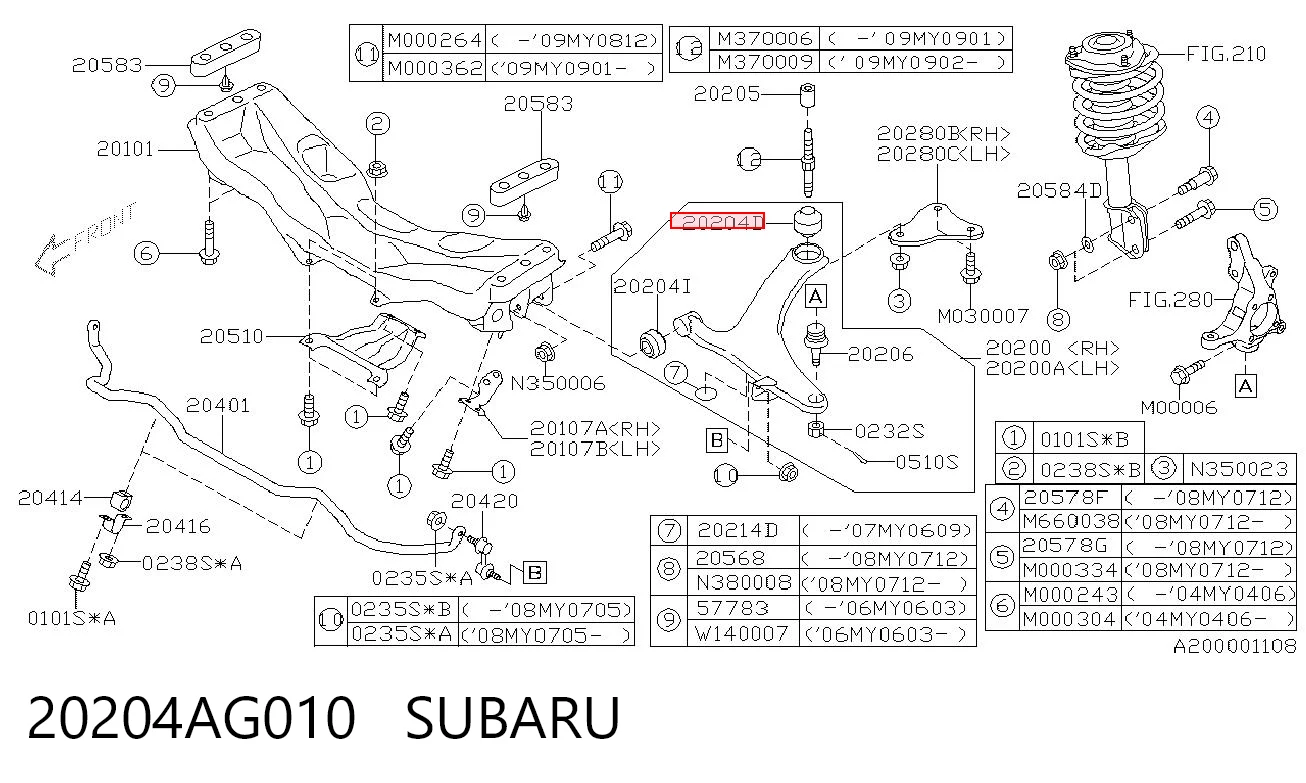 20204AG010 Subaru Silentblock przedniego wahacza dolnego