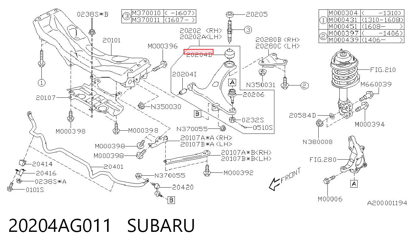 20204AG011 Subaru Silentblock przedniego wahacza dolnego