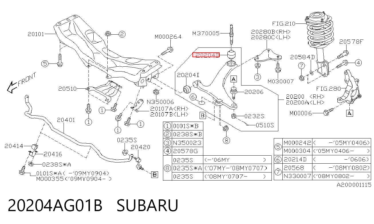 20204AG01B Subaru Silentblock przedniego wahacza dolnego