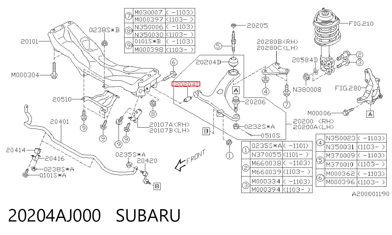 20204AJ000 Subaru Silentblock przedniego wahacza dolnego