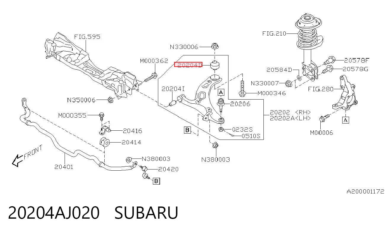 20204AJ020 Subaru Silentblock przedniego wahacza dolnego