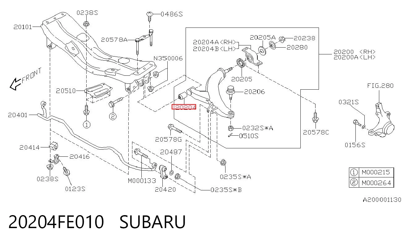 20204FE010 Subaru Silentblock przedniego wahacza dolnego