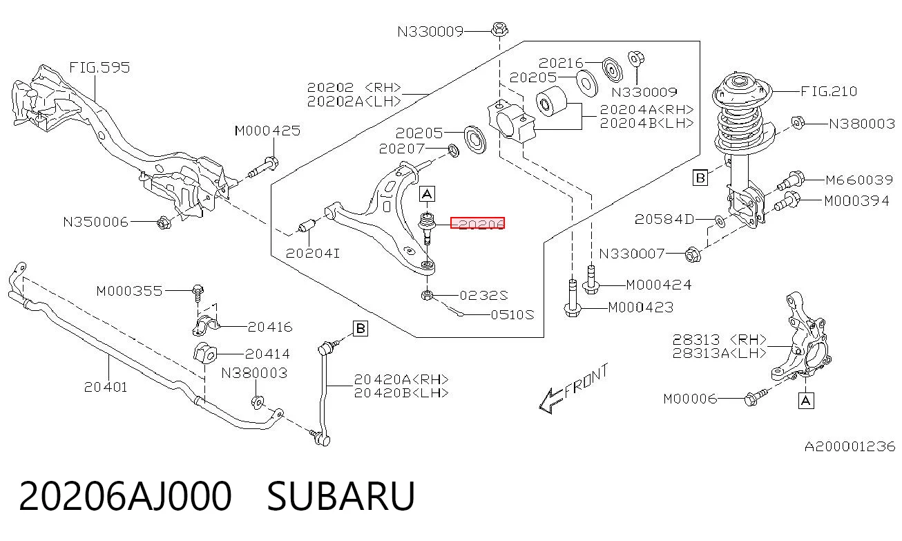 20206AJ000 Subaru Sworzeń wahacza dolny