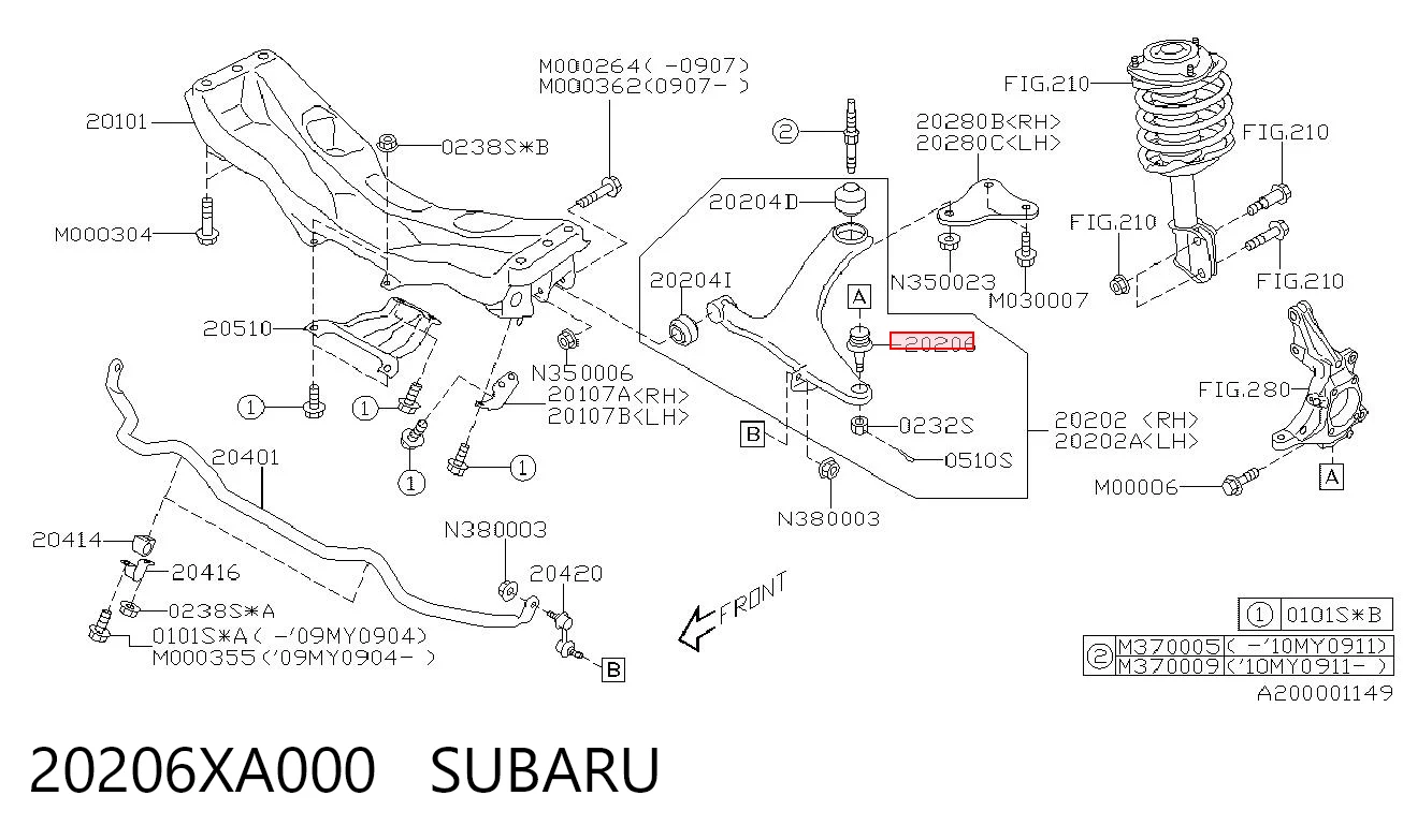 20206XA000 Subaru Sworzeń wahacza dolny