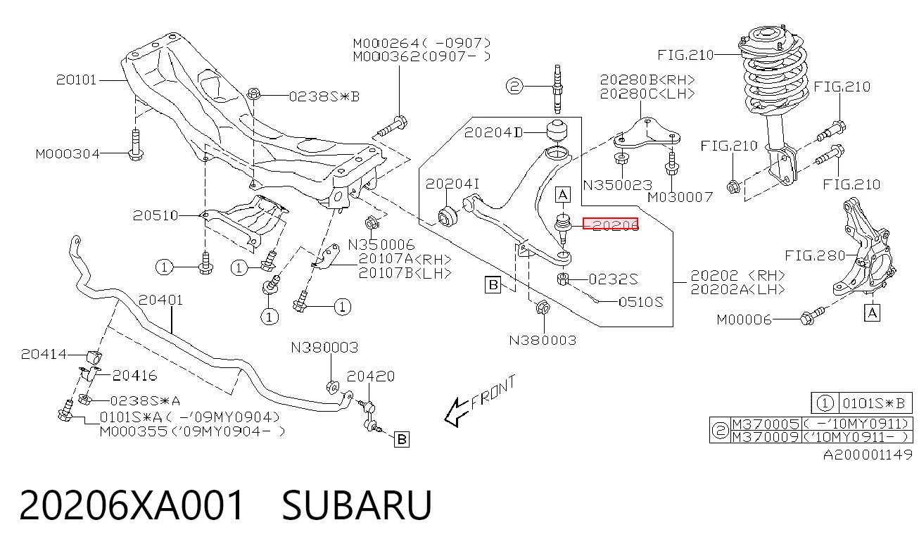 20206XA001 Subaru Sworzeń wahacza dolny