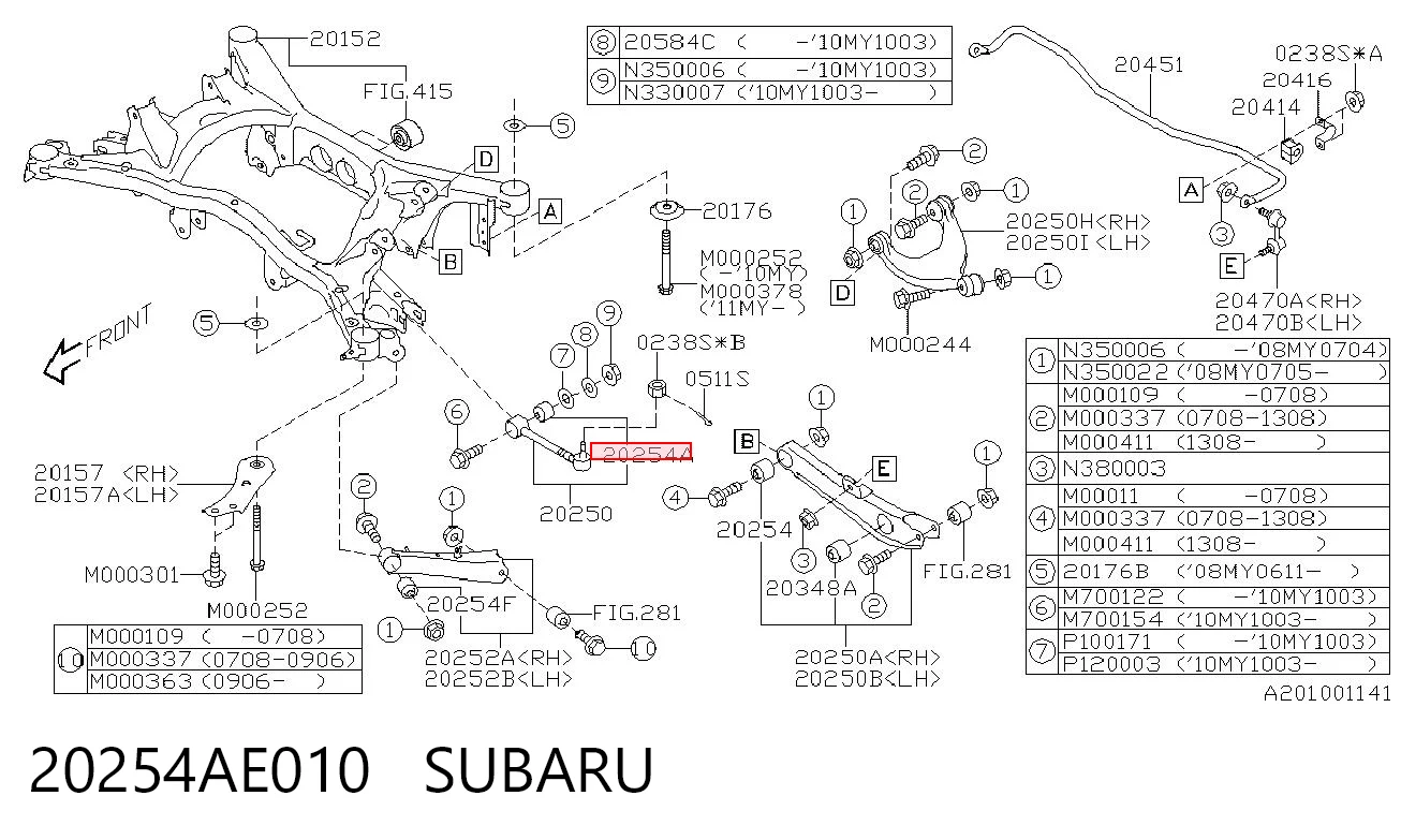 20254AE010 Subaru Silentblock wahacza poprzecznego tylnego wewnętrzny