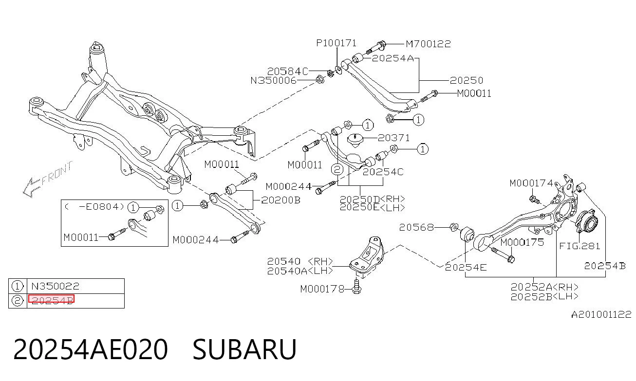 20254AE020 Subaru Silentblock wahacza tylnego górnego