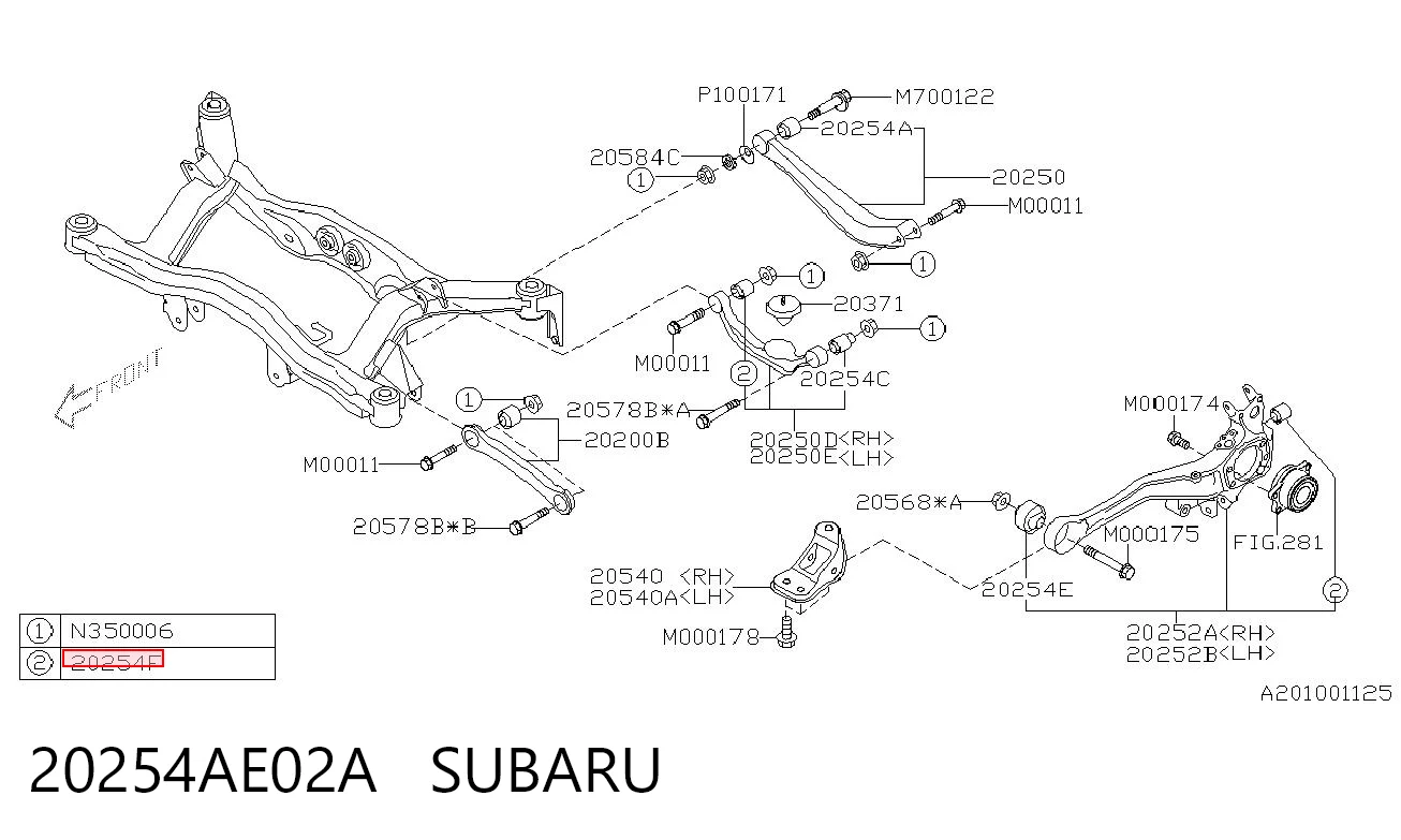 20254AE02A Subaru Silentblock wahacza tylnego górnego