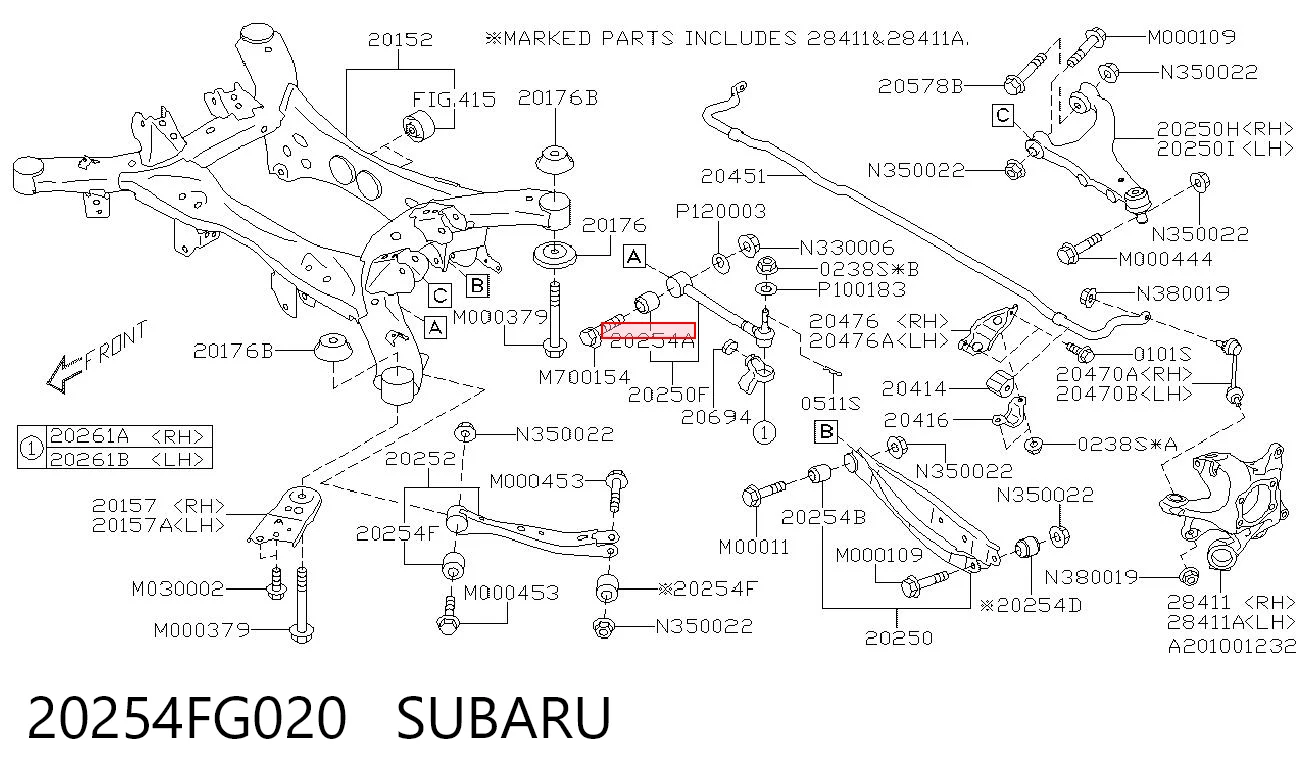 20254FG020 Subaru Silentblock wahacza poprzecznego tylnego wewnętrzny