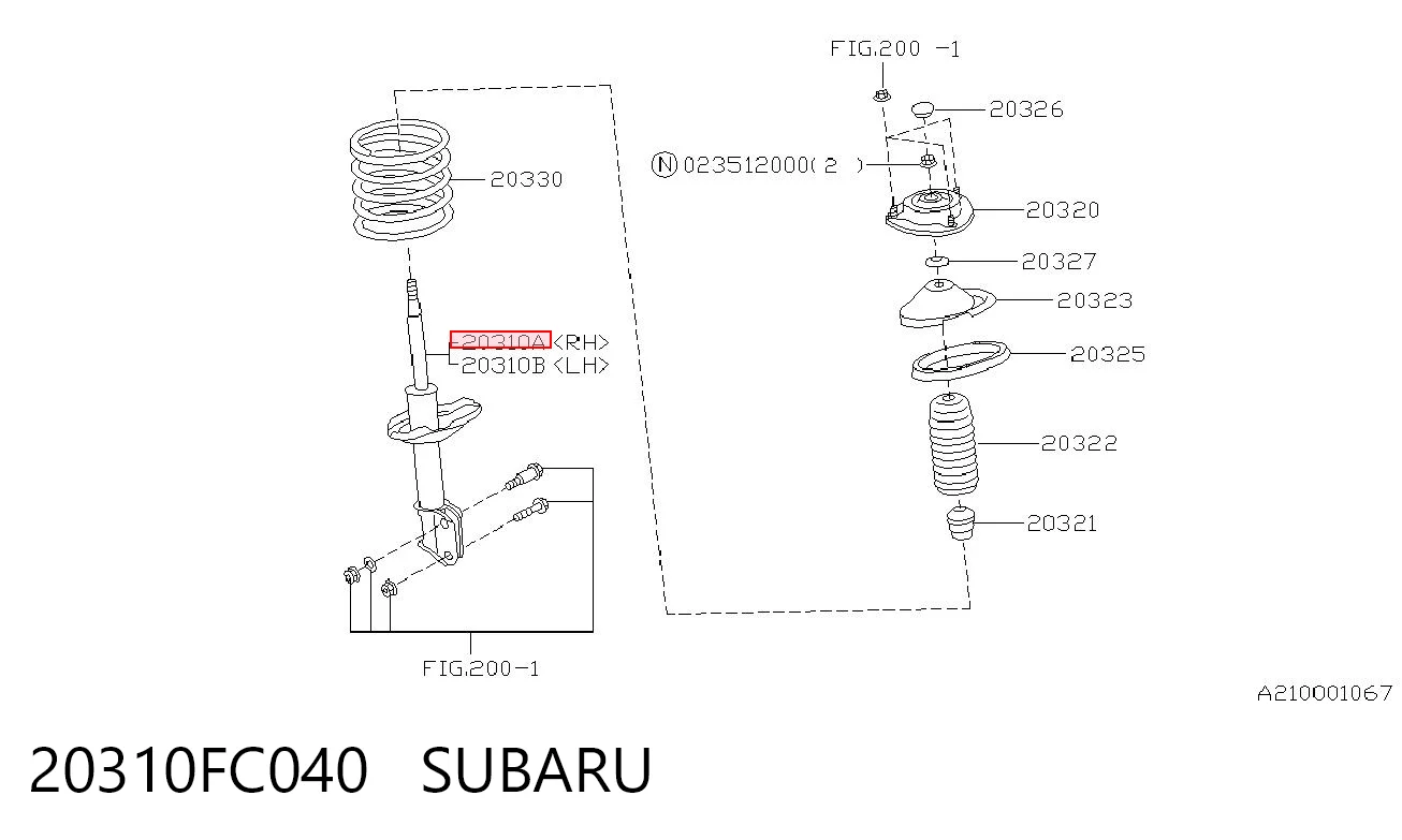 20310FC040 Subaru Amortyzator przedni prawy