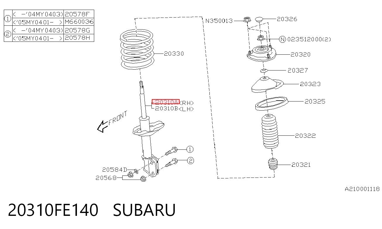 20310FE140 Subaru Amortyzator przedni prawy