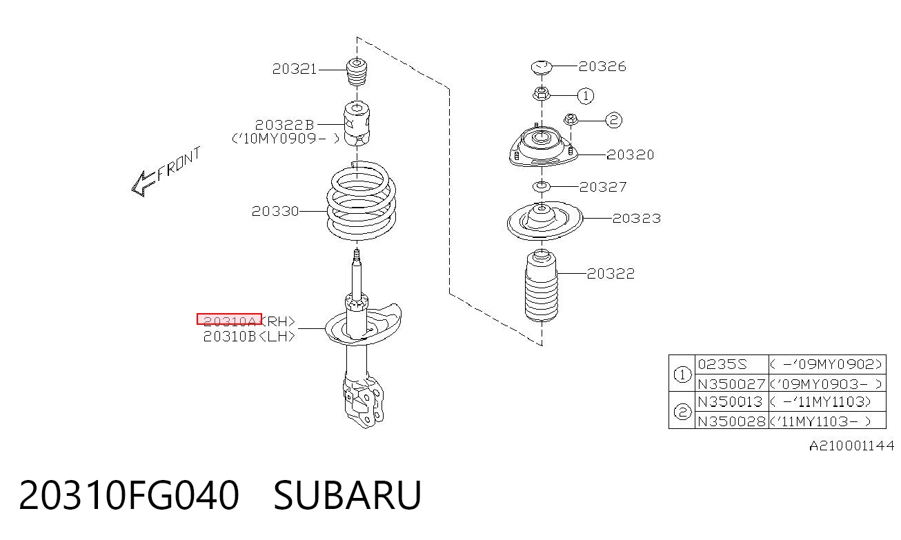 20310FG040 Subaru Amortyzator przedni prawy