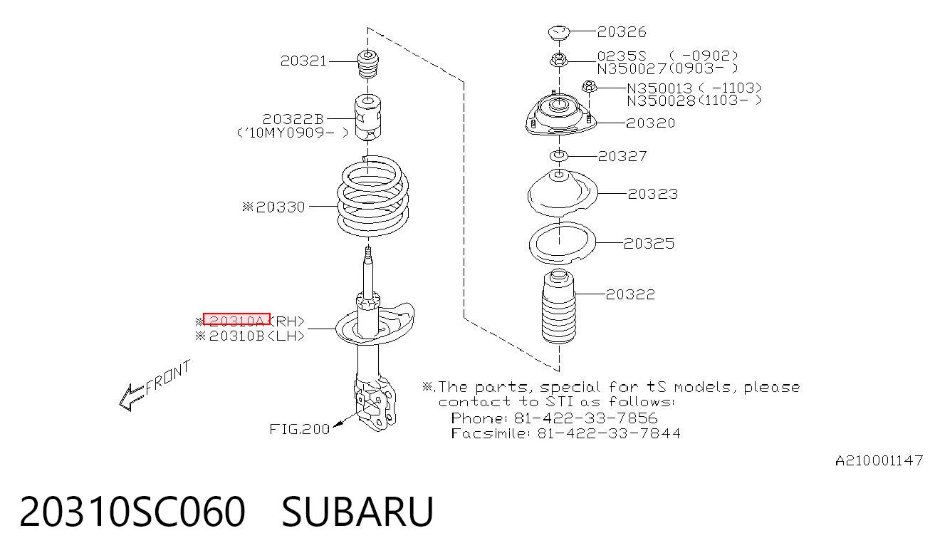 20310SC060 Subaru Amortyzator przedni prawy