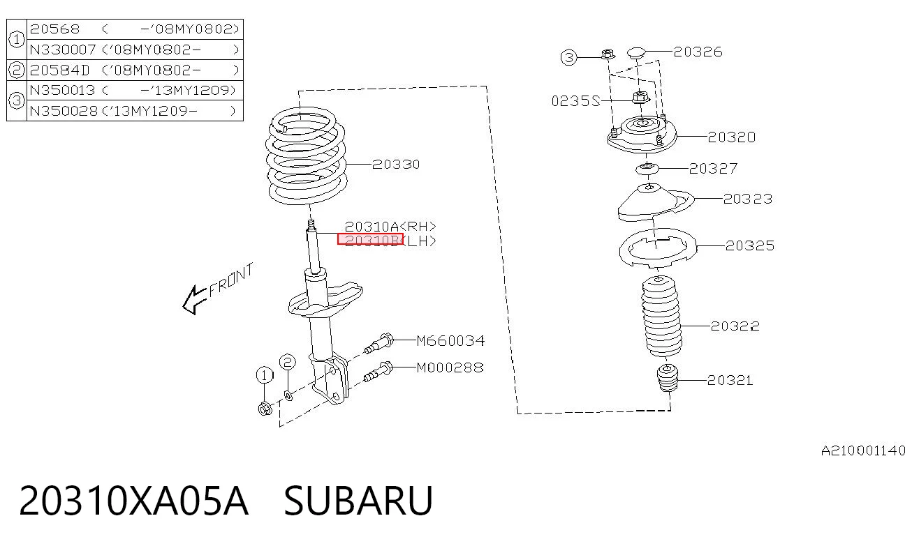 20310XA05A Subaru Amortyzator przedni lewy