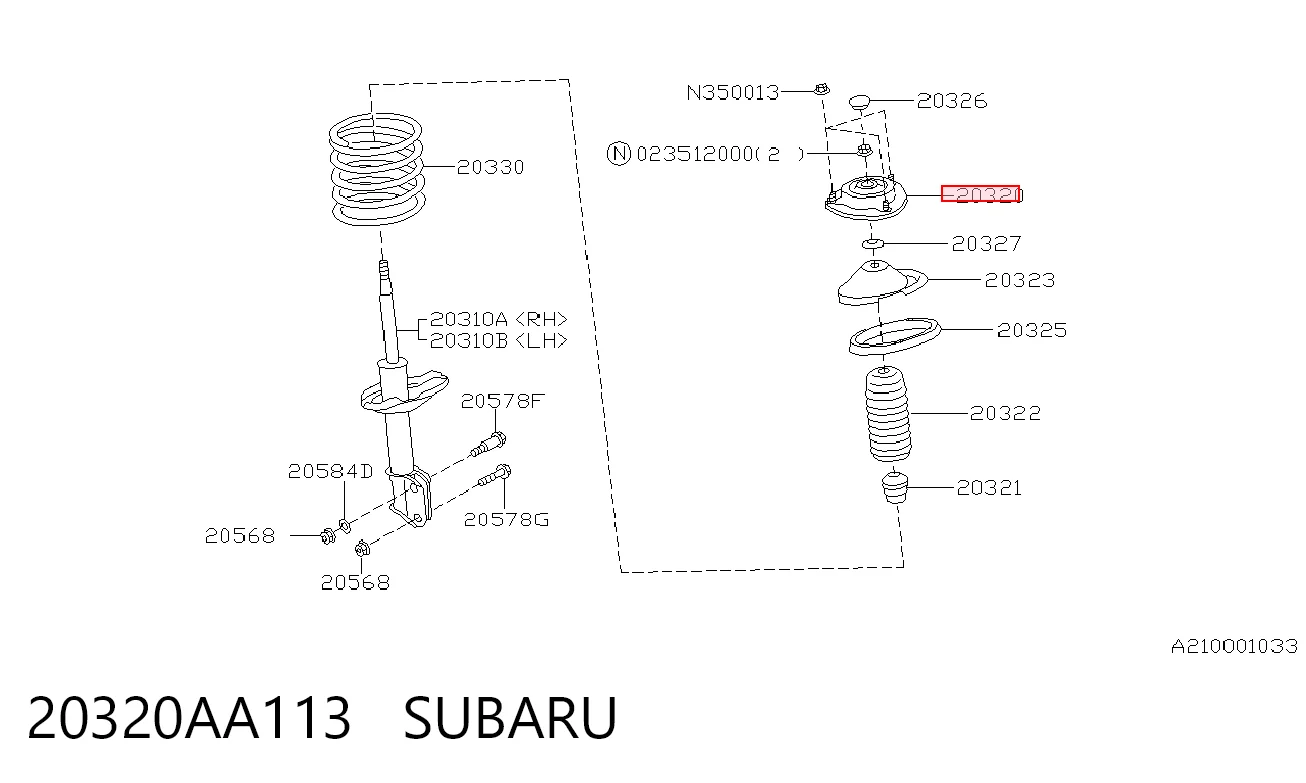 20320AA113 Subaru Poduszka amortyzatora przedniego