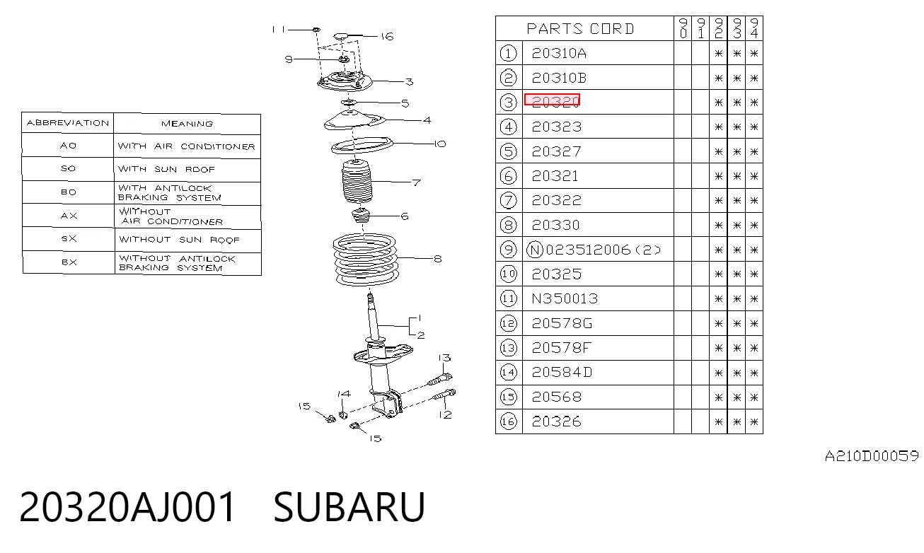 20320AJ001 Subaru