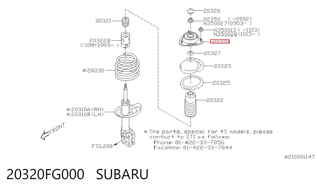 20320FG000 Subaru Poduszka amortyzatora przedniego