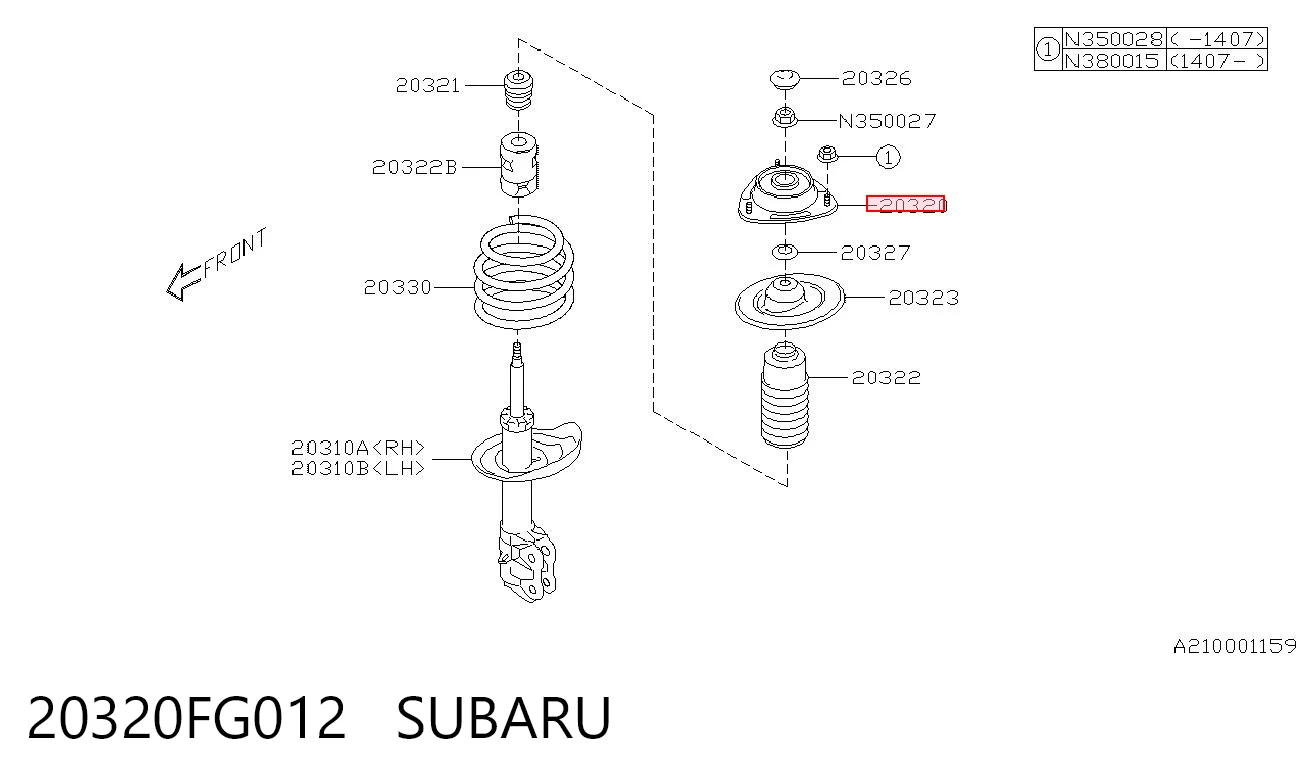 20320FG012 Subaru Poduszka amortyzatora przedniego