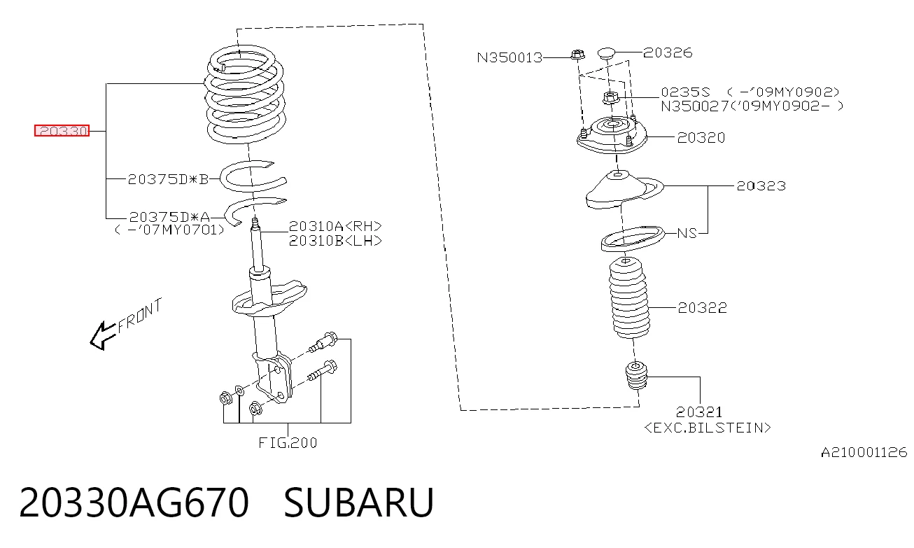 Do koszyka Sprężyna przednia Subaru Outback III B13, BP