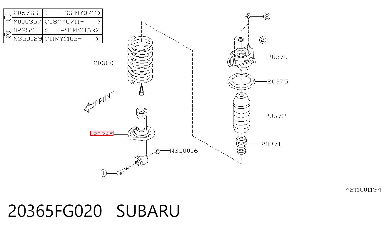 20365FG020 Subaru Amortyzator tylny