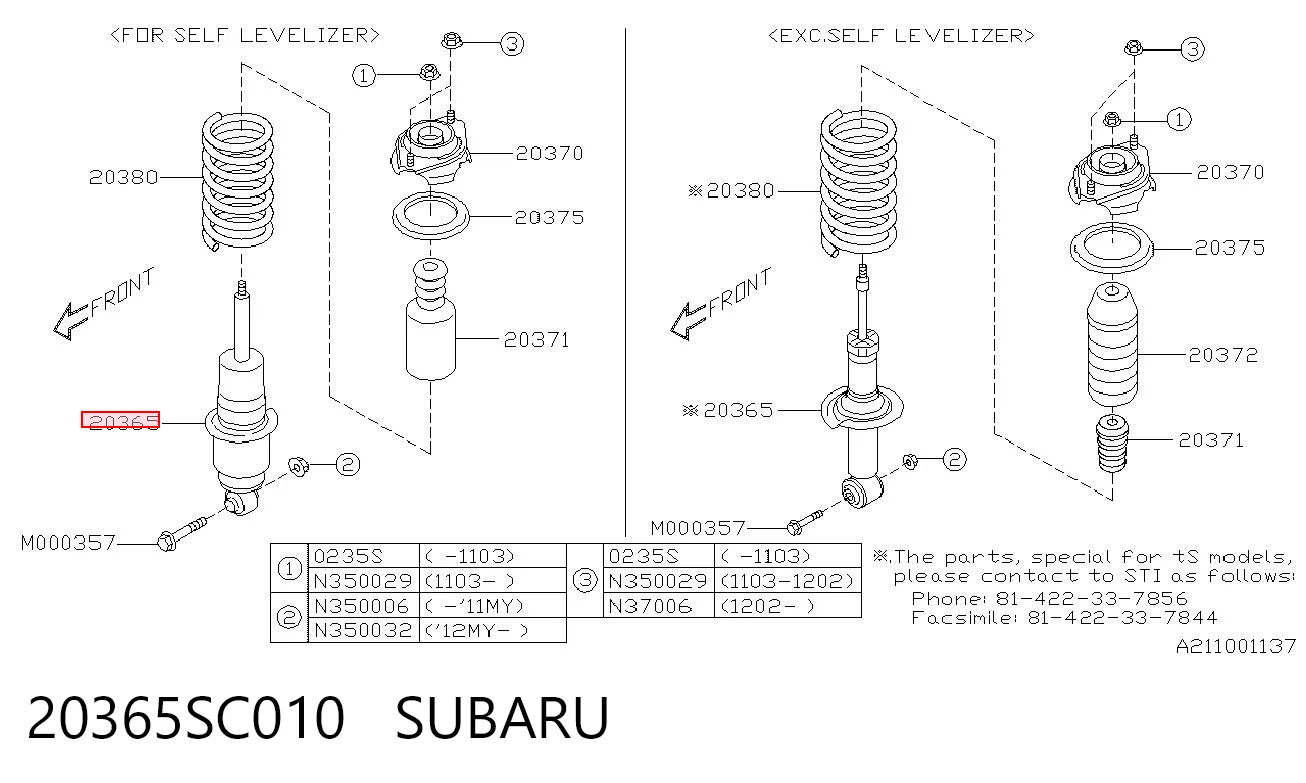 20365SC010 Subaru Amortyzator tylny