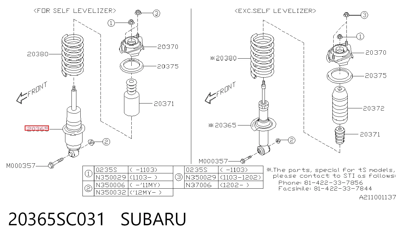 20365SC031 Subaru Amortyzator tylny