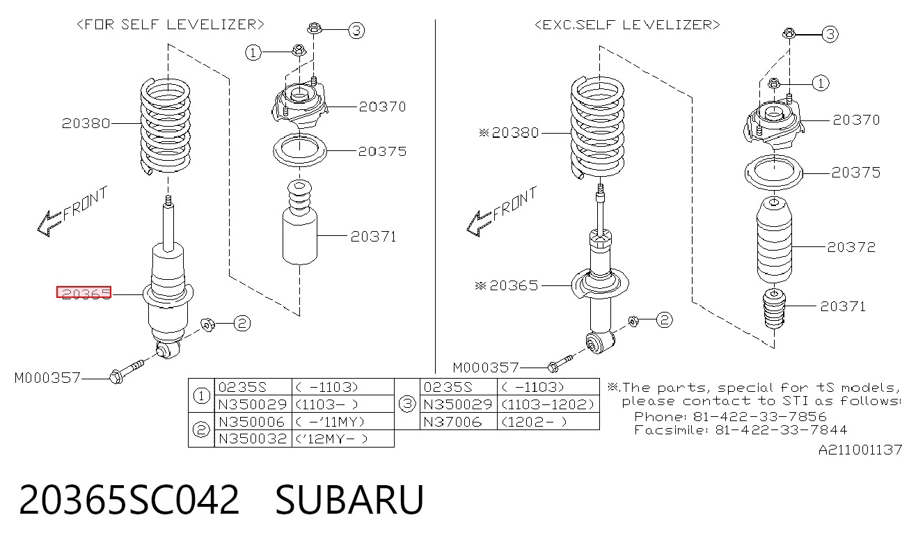 20365SC042 Subaru Amortyzator tylny
