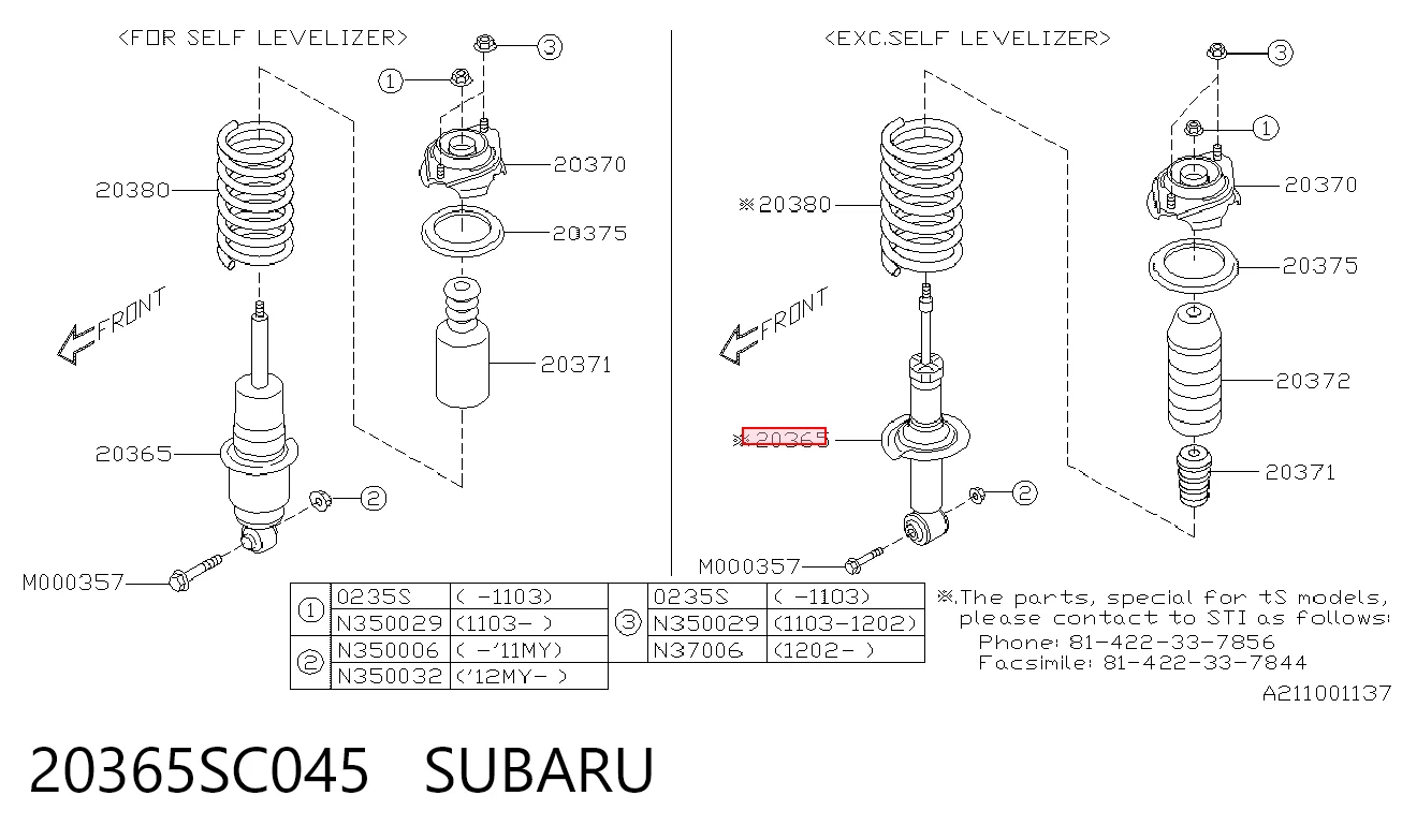 20365SC045 Subaru Amortyzator tylny