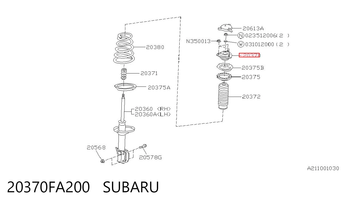 20370FA200 Subaru Poduszka amortyzatora tylnego