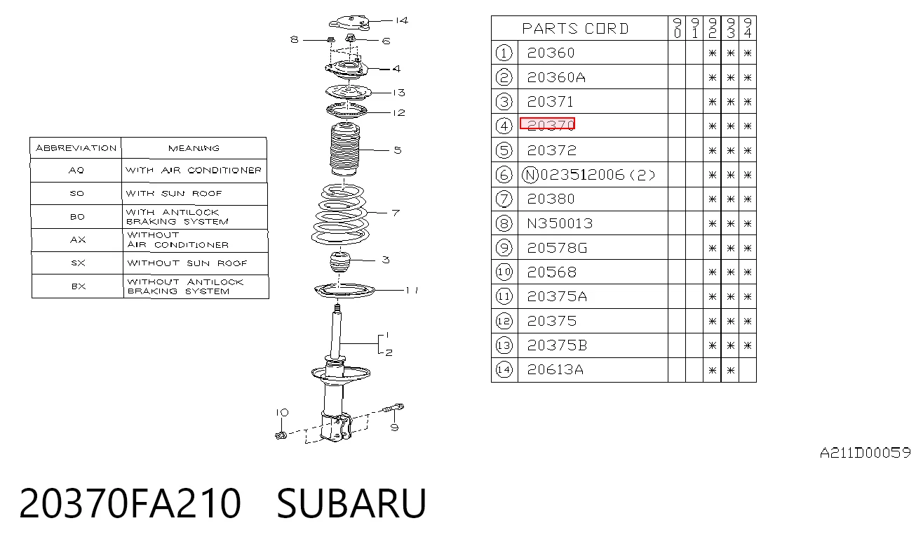 20370FA210 Subaru Poduszka amortyzatora tylnego