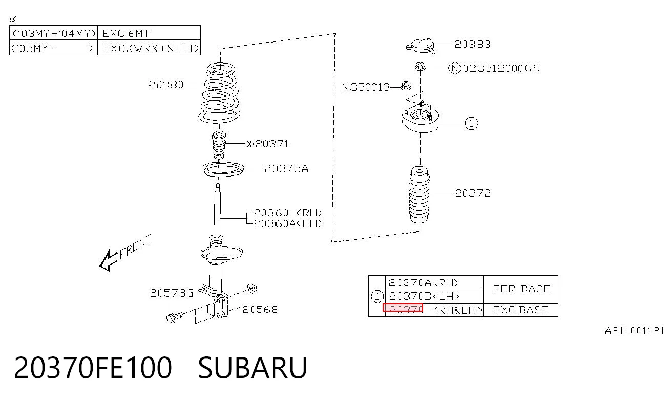 20370FE100 Subaru Poduszka amortyzatora tylnego