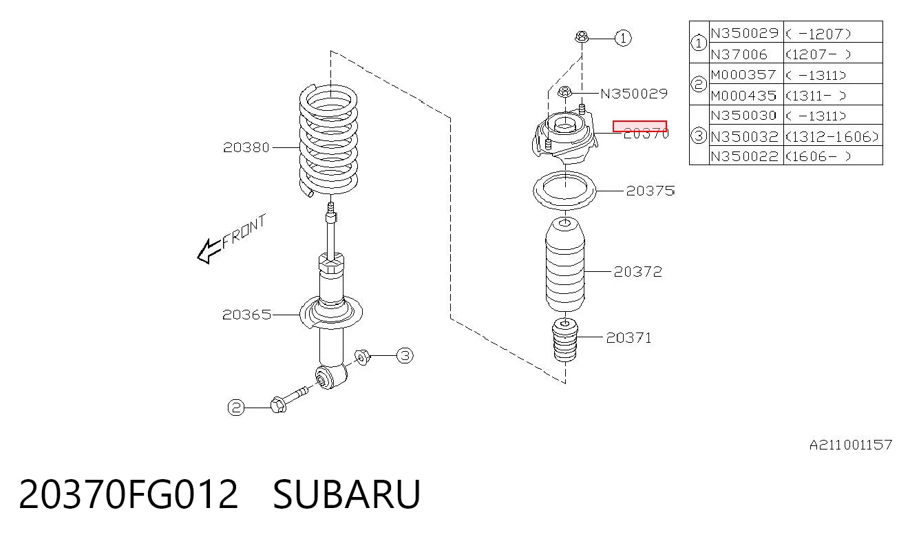20370FG012 Subaru Poduszka amortyzatora tylnego