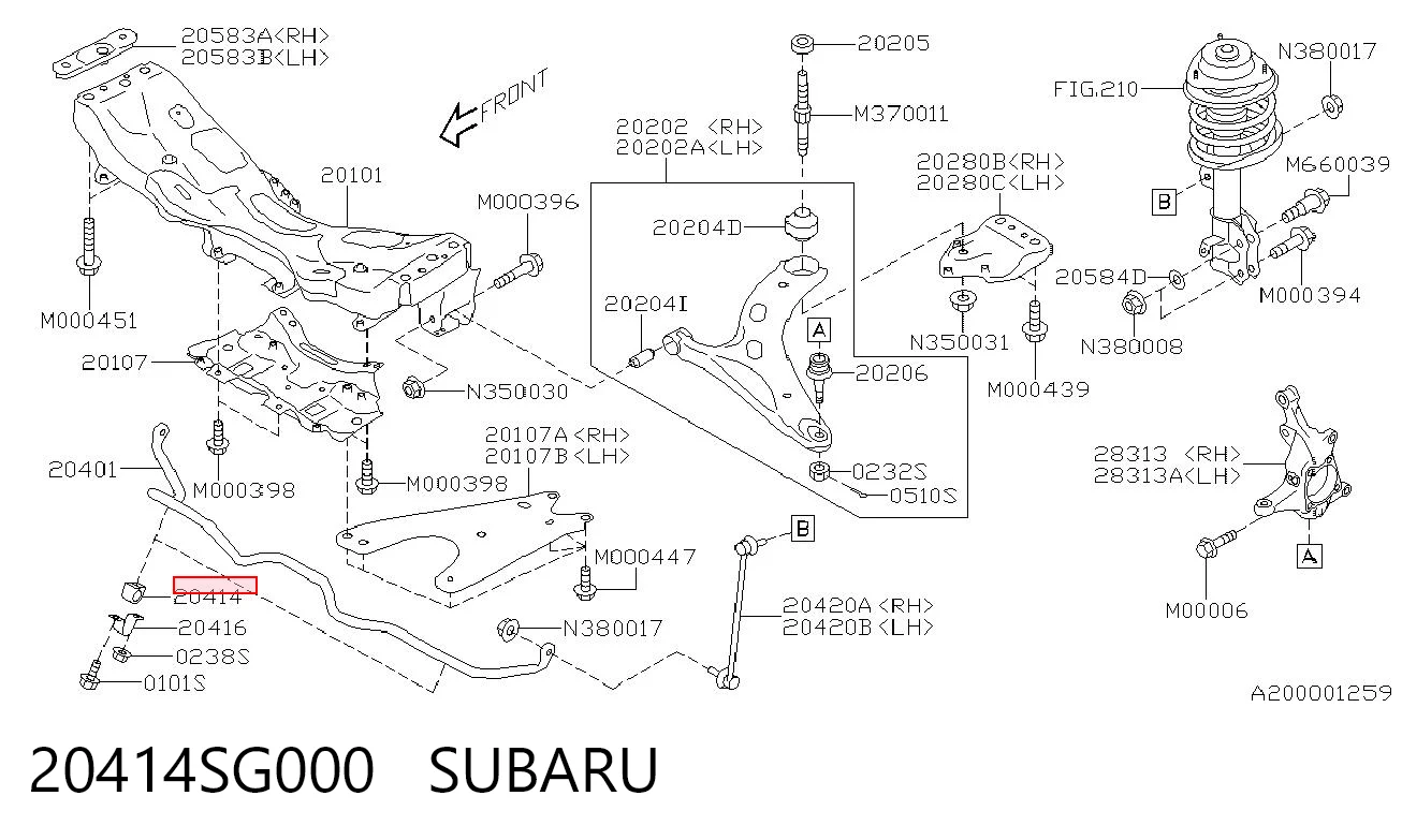 20414SG000 Subaru Tuleja stabilizatora przedniego