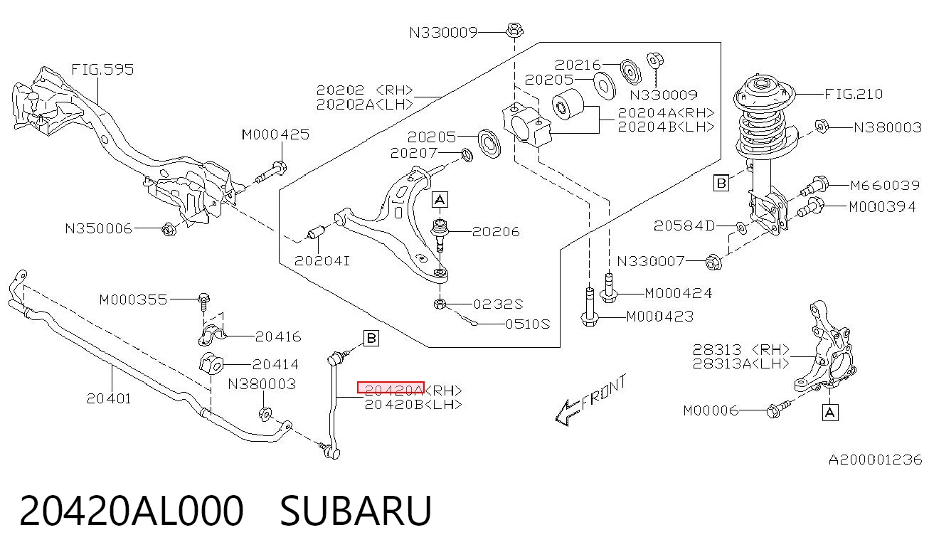 20420AL000 Subaru Łącznik stabilizatora przedniego prawy
