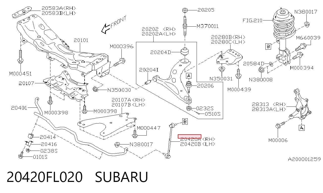 20420FL020 Subaru Łącznik stabilizatora przedniego prawy