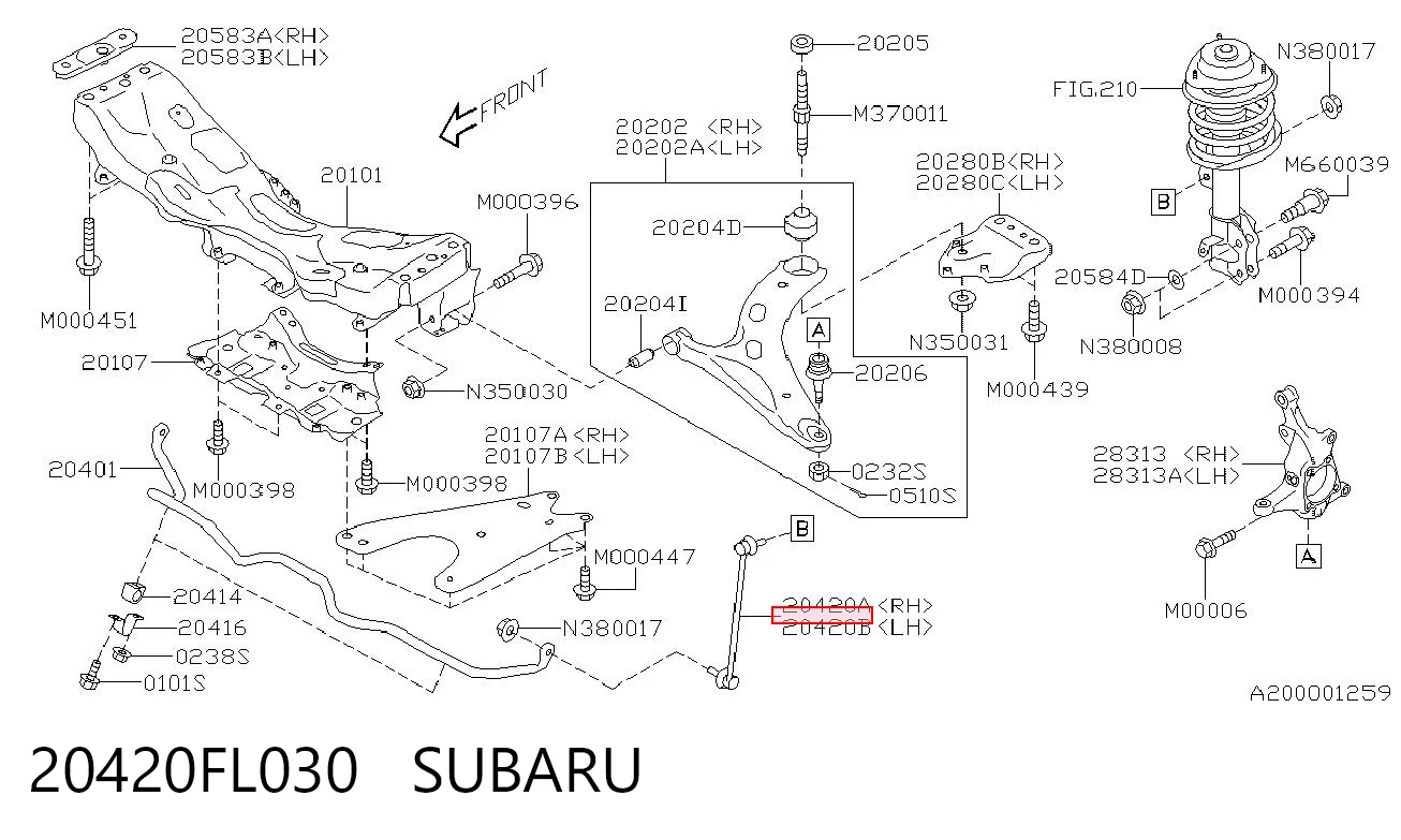 20420FL030 Subaru Łącznik stabilizatora przedniego lewy