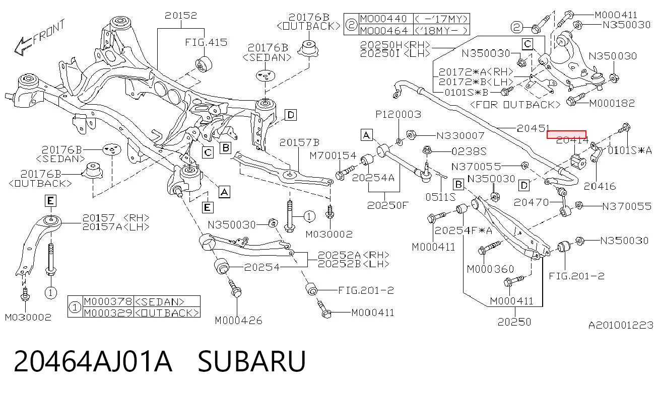 20464AJ01A Subaru Tuleja stabilizatora tylnego