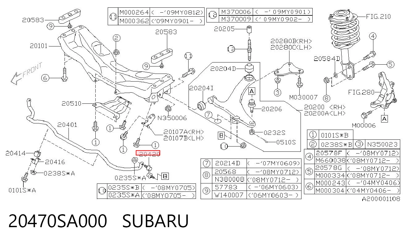 20470SA000 Subaru Łącznik stabilizatora przedniego