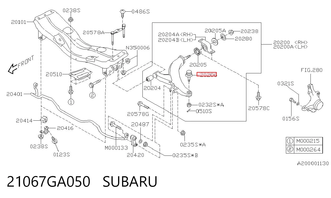 21067GA050 Subaru Sworzeń wahacza dolny