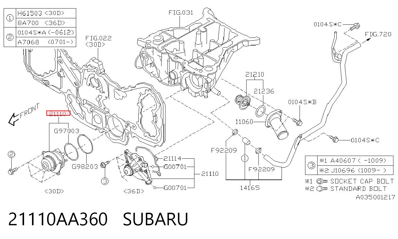 21110AA360 Subaru Pompa chłodząca wodna