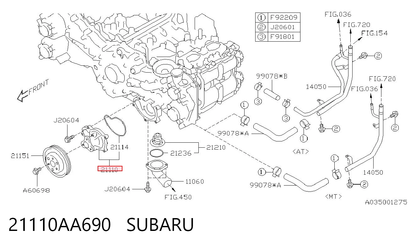 21110AA690 Subaru Pompa chłodząca wodna