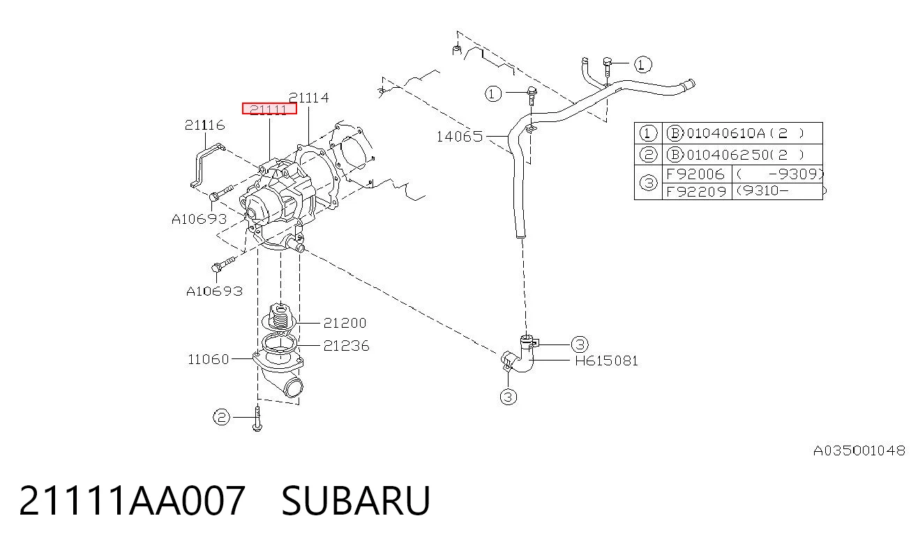 21111AA007 Subaru Pompa chłodząca wodna