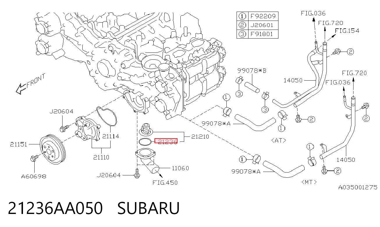 21236AA050 Subaru Uszczelka termostatu