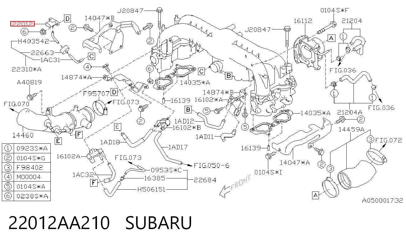 22012AA210 Subaru Czujnik ciśnienia doładowania (powietrza w turbinę)