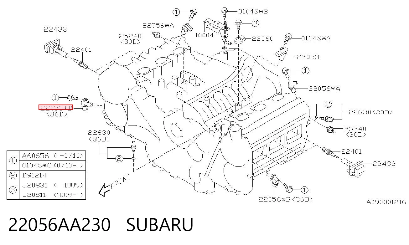 22056AA230 Subaru Czujnik położenia wałka rozrządu