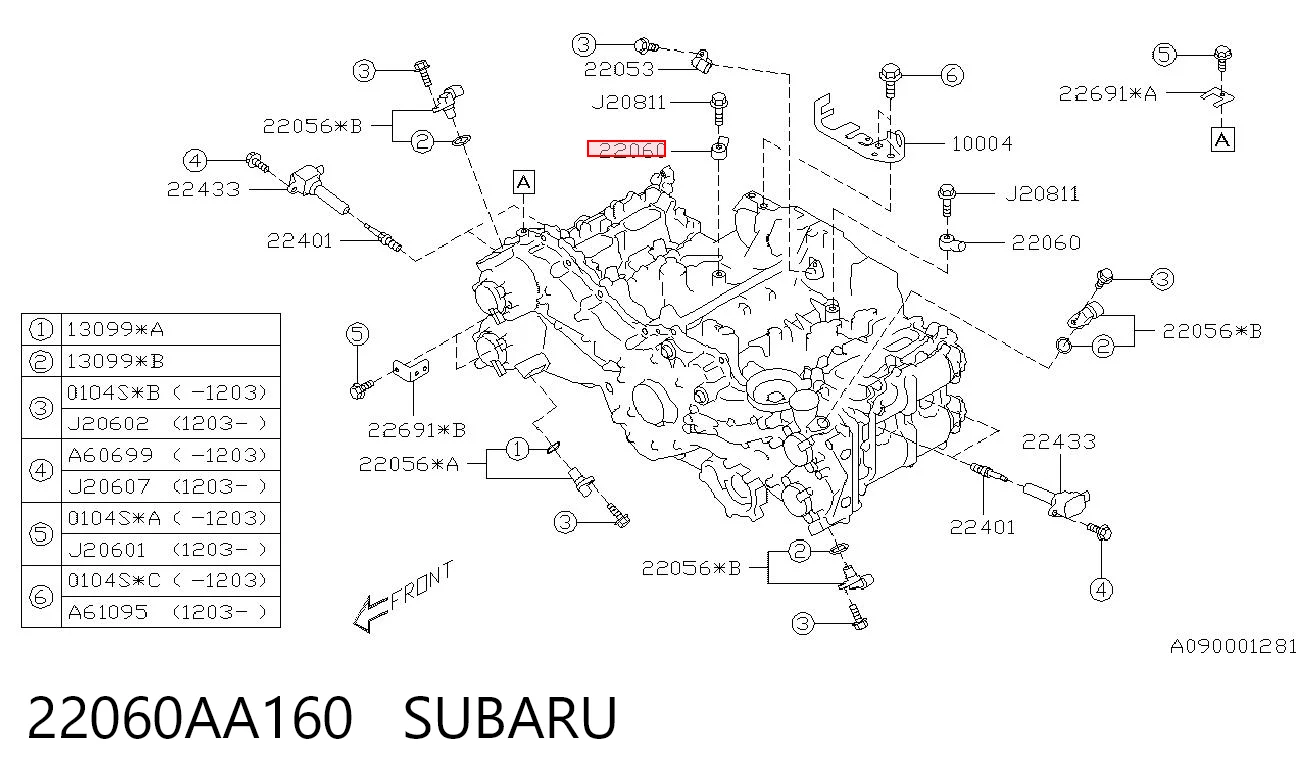 22060AA160 Subaru Czujnik stukowy (czujnik spalania stukowego)