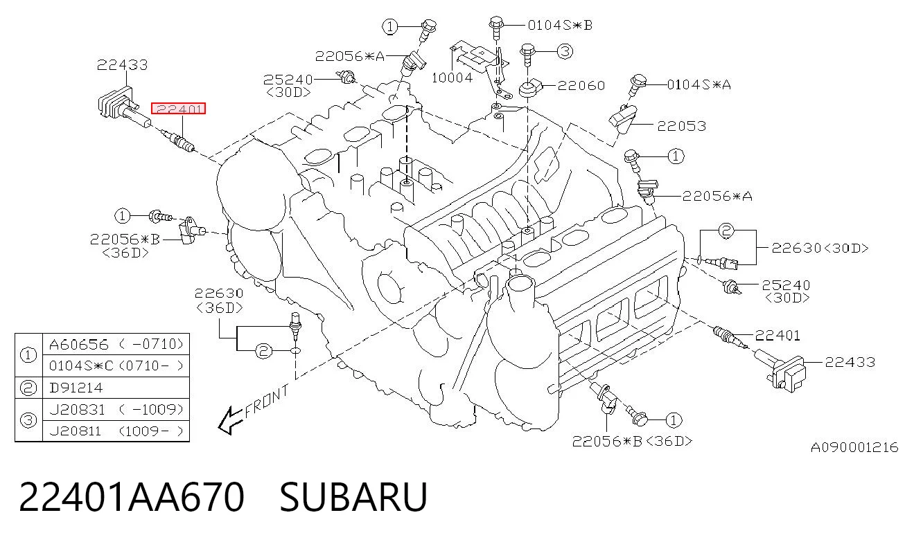 22401AA670 Subaru Świeca zapłonowa