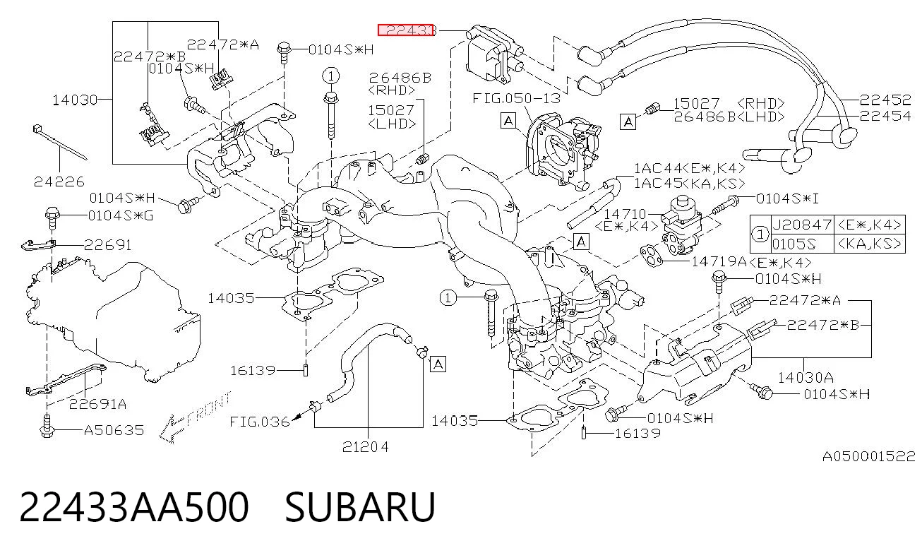 22433AA500 Subaru Cewka zapłonowa