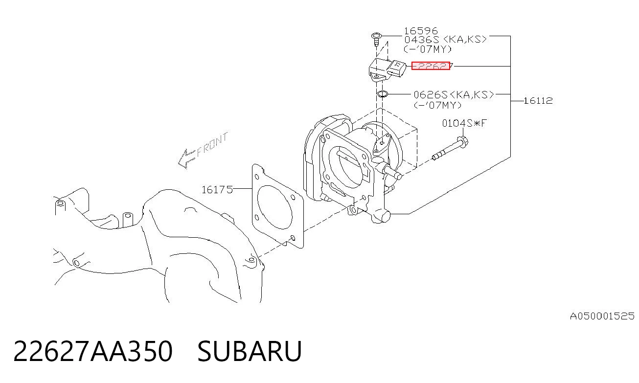 22627AA350 Subaru Czujnik ciśnienia w kolektorze ssącym, MAP