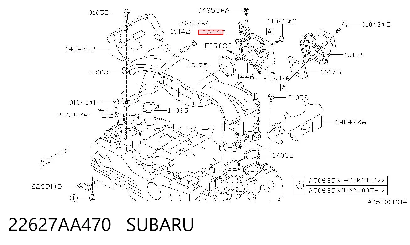 22627AA470 Subaru Czujnik ciśnienia w kolektorze ssącym, MAP